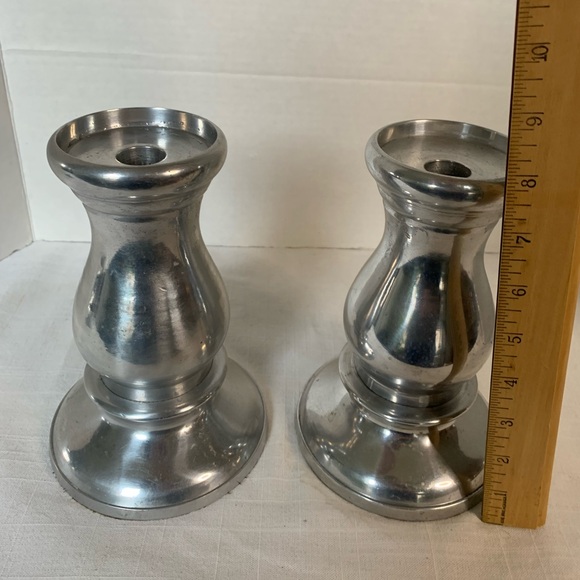 METAL CANDLEHOLDERS | Set of 2 | Chunky Pillar or Taper - Picture 4 of 5